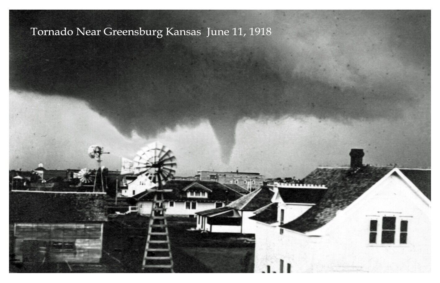 Postcard Greensburg Kansas KS Tornado June, 1918 Aerial View Reprint #10067