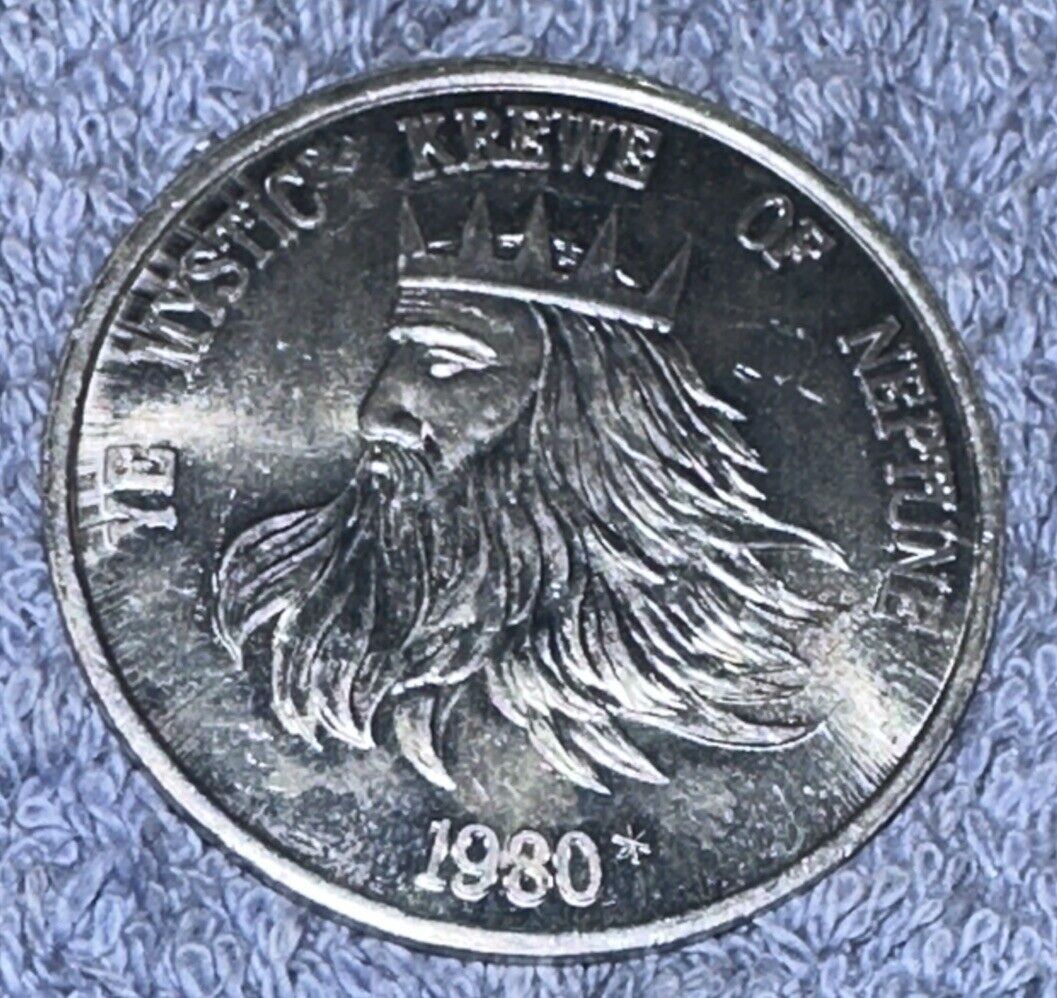 Vtg Ye Mystic Krewe Of Neptune 1980 Silver Colored Coin Tampa FL Gasparilla