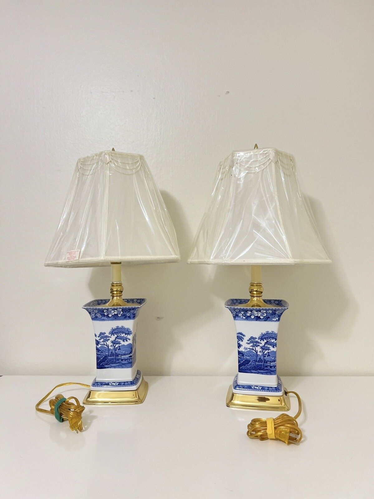 Spode Blue Italian (Tower) Table Lamp (Pair)