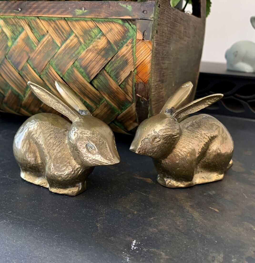 Vintage Solid Brass Bunny Rabbit Figurine 2.25\