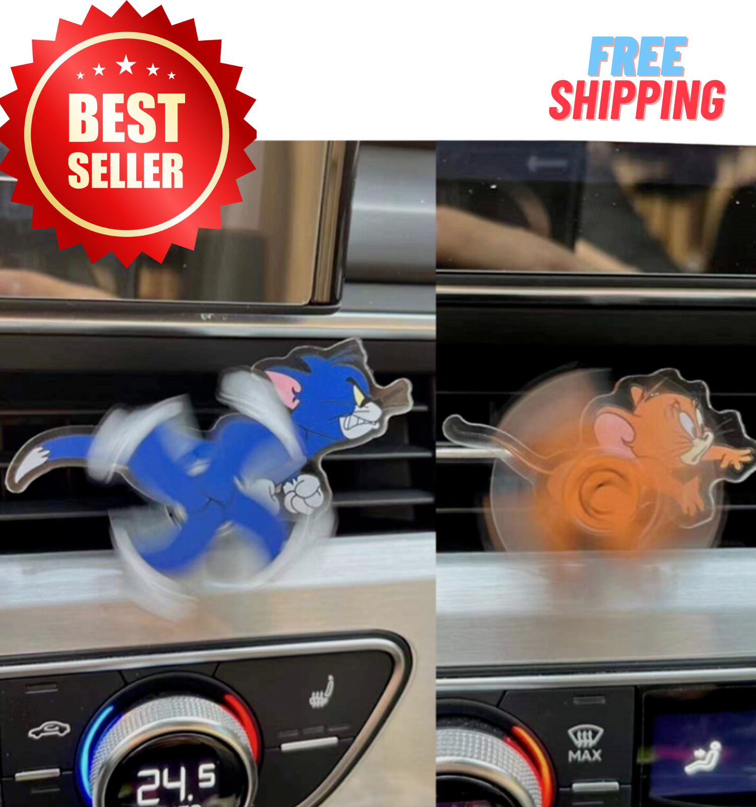 Tom and Jerry Chase Car Truck Air Vent Decoration Windmill Cartoon Set 2024