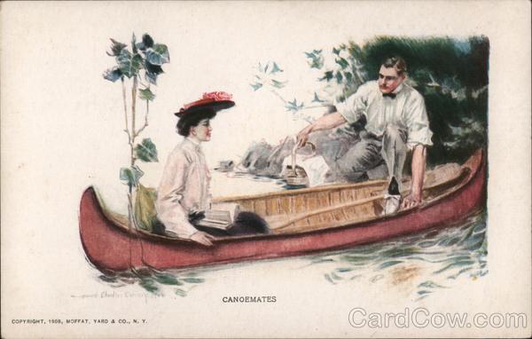 Couple Canoemates Moffat Yard & Co. Antique Postcard Vintage Post Card