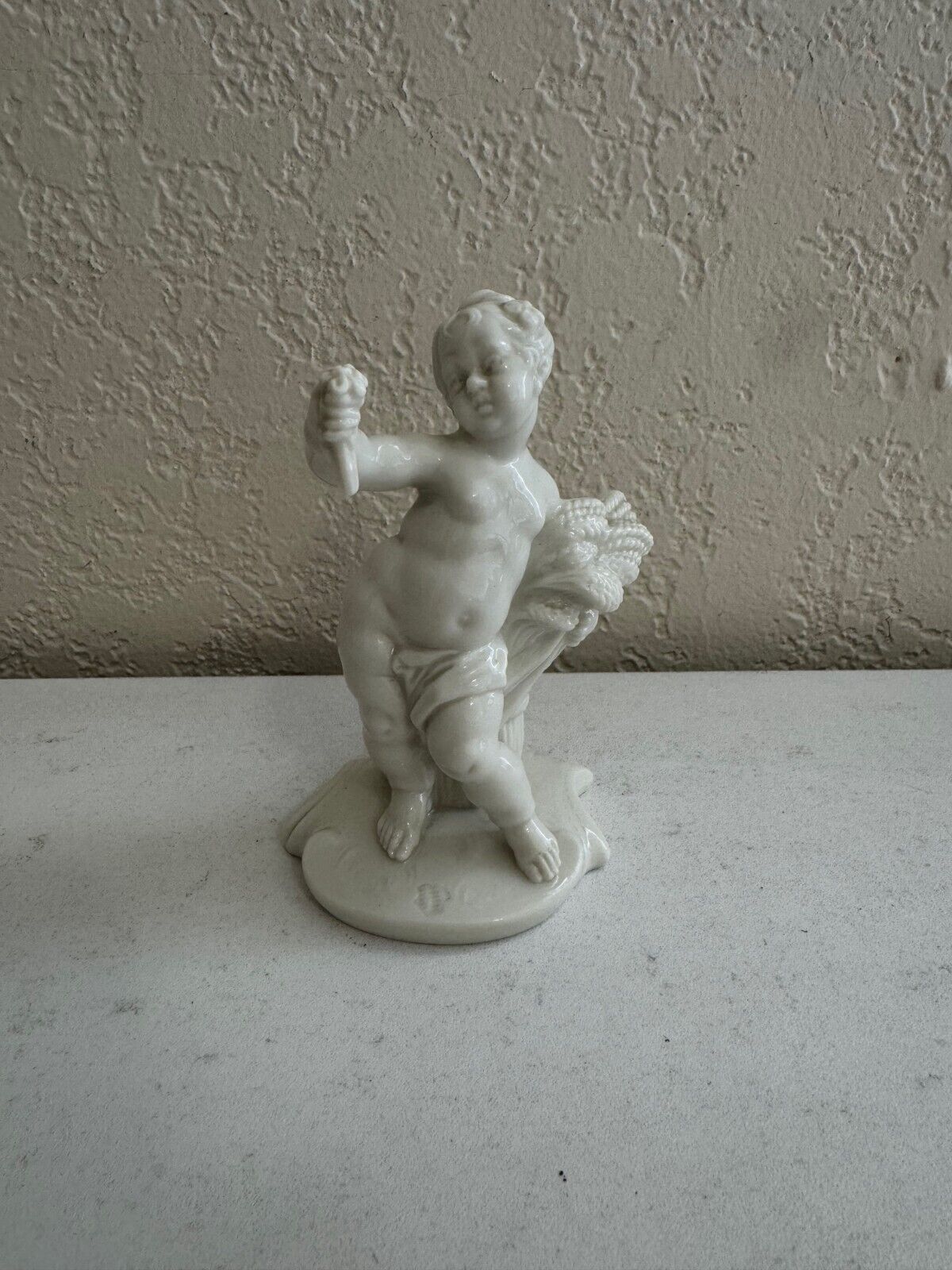 Vtg Antique German Nymphenburg Blanc de Chine Porcelain Figurine Cherub as Ceres