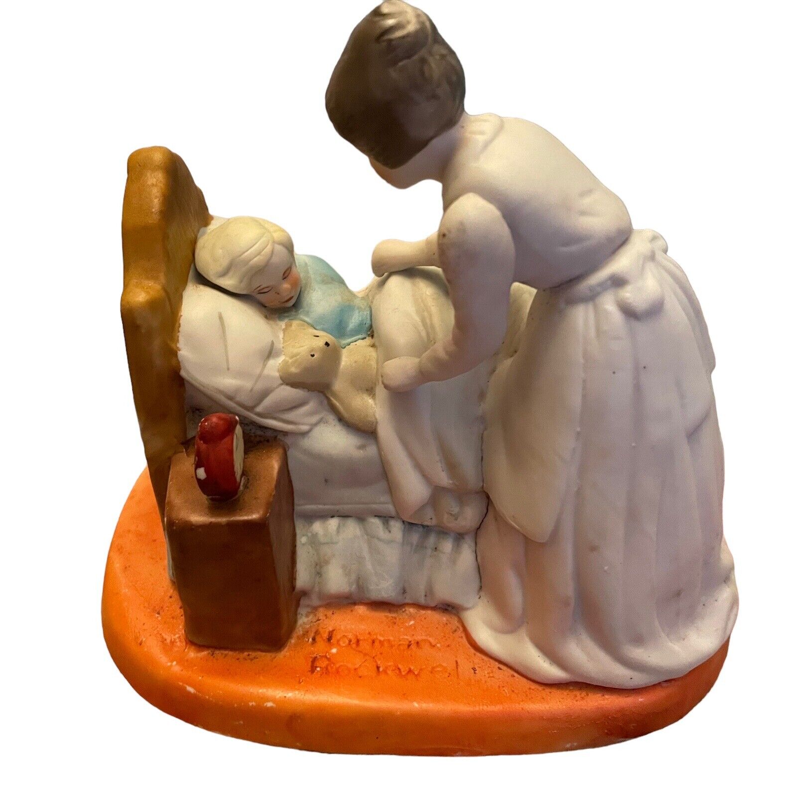 Vtg Norman Rockwell Bed Time Figurine Mom and Child