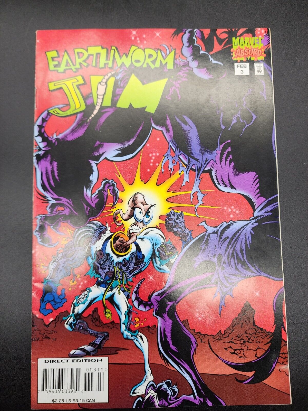 EARTHWORM JIM #3 Marvel Absurd Comics 1996 - Direct Edition