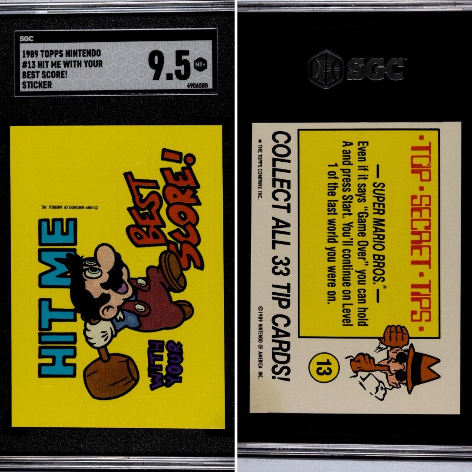 SGC 9.5 Topps Nintendo #13 Hit Me With Your Best Score Sticker
