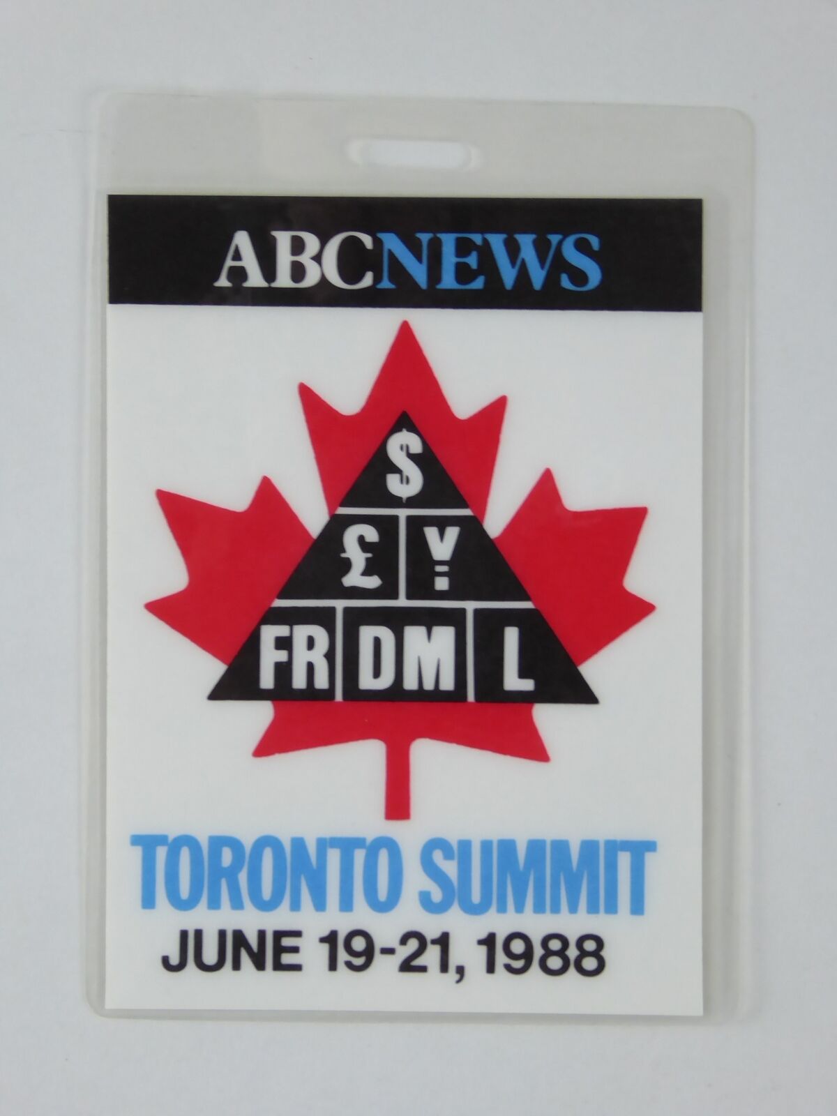 Ronald Reagan Vintage Press Pass Toronto Summit 1988 ABC News Credential