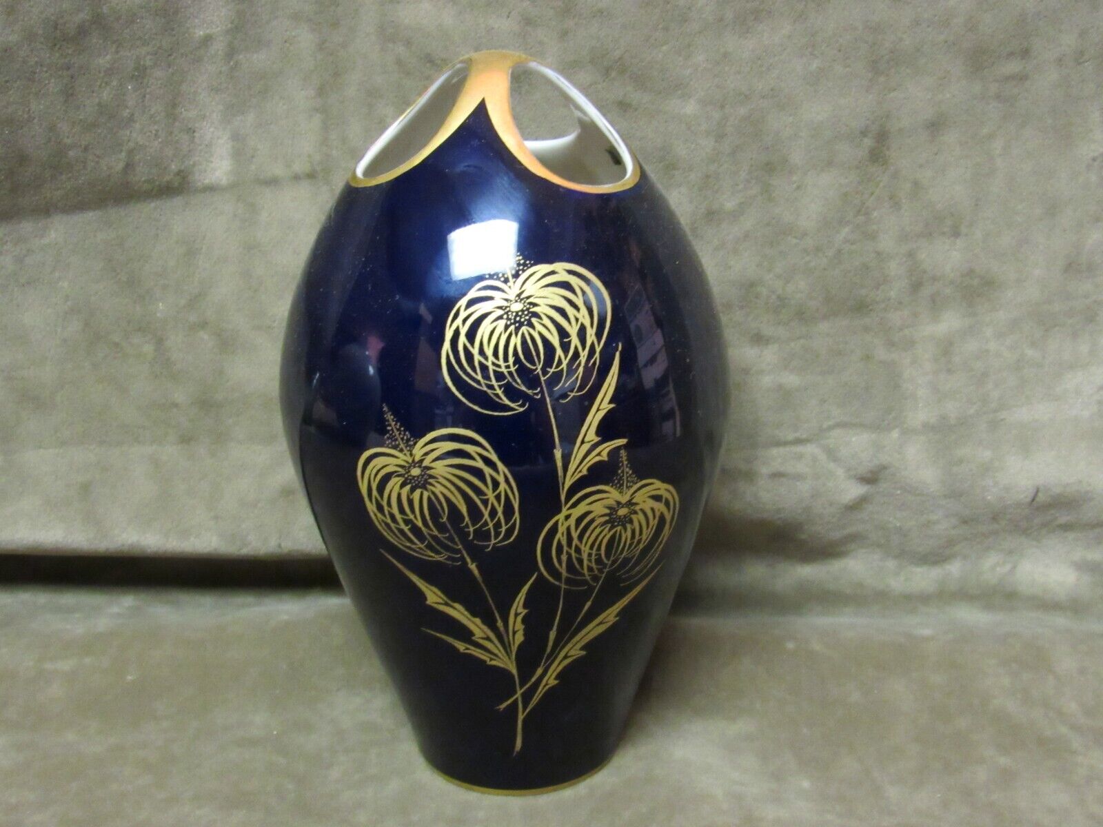 Vintage Echt Kobalt Porcelain Vase Goldaster Pattern Vase from Munich Store