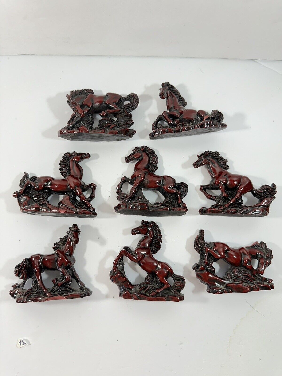 Lot Of 8 Red Resin Fighter Horse See Photos