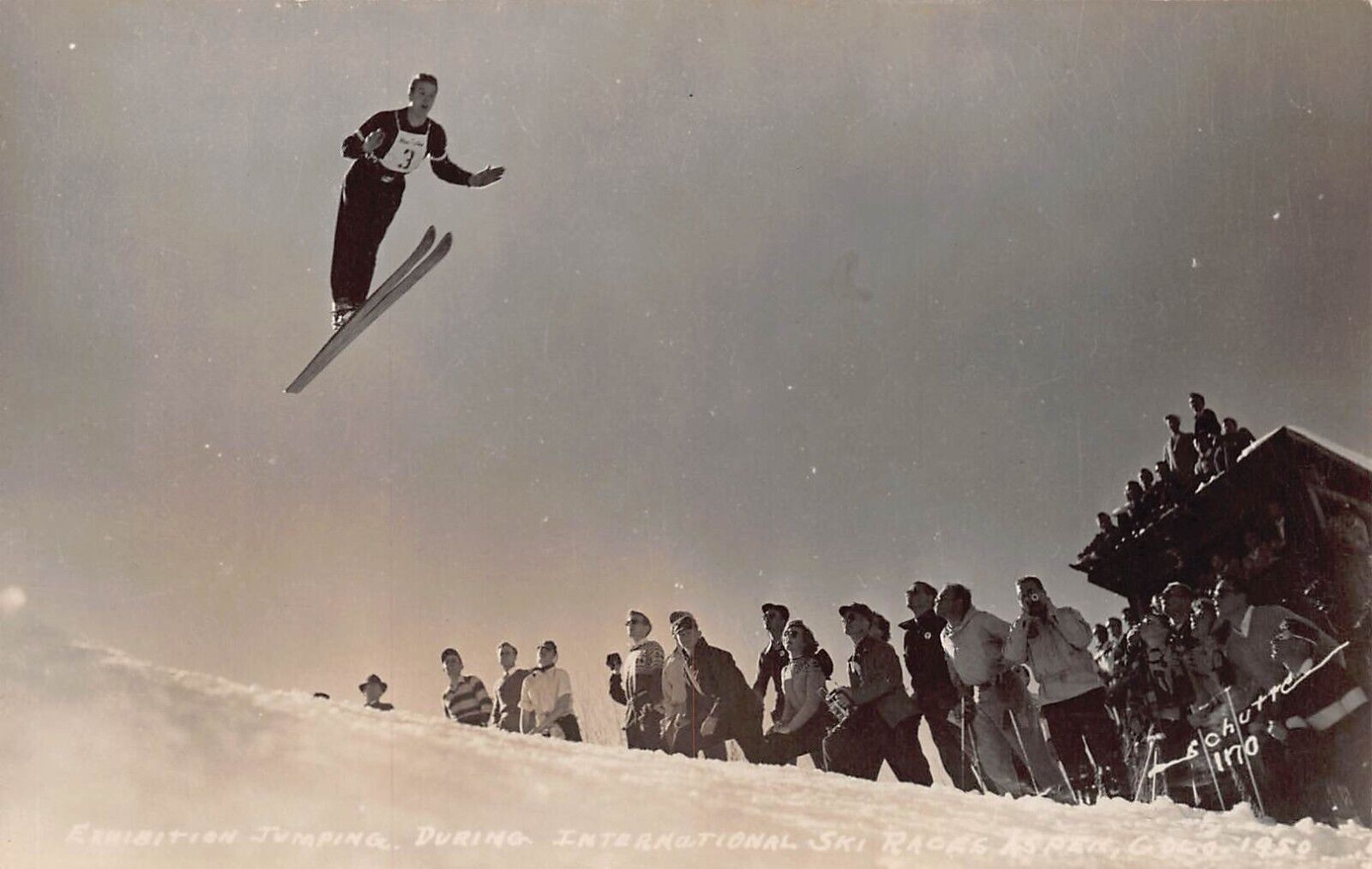 RPPC Aspen CO Ski Race Jump World Cup 1959 Gardner Smith? Photo Vtg Postcard A58