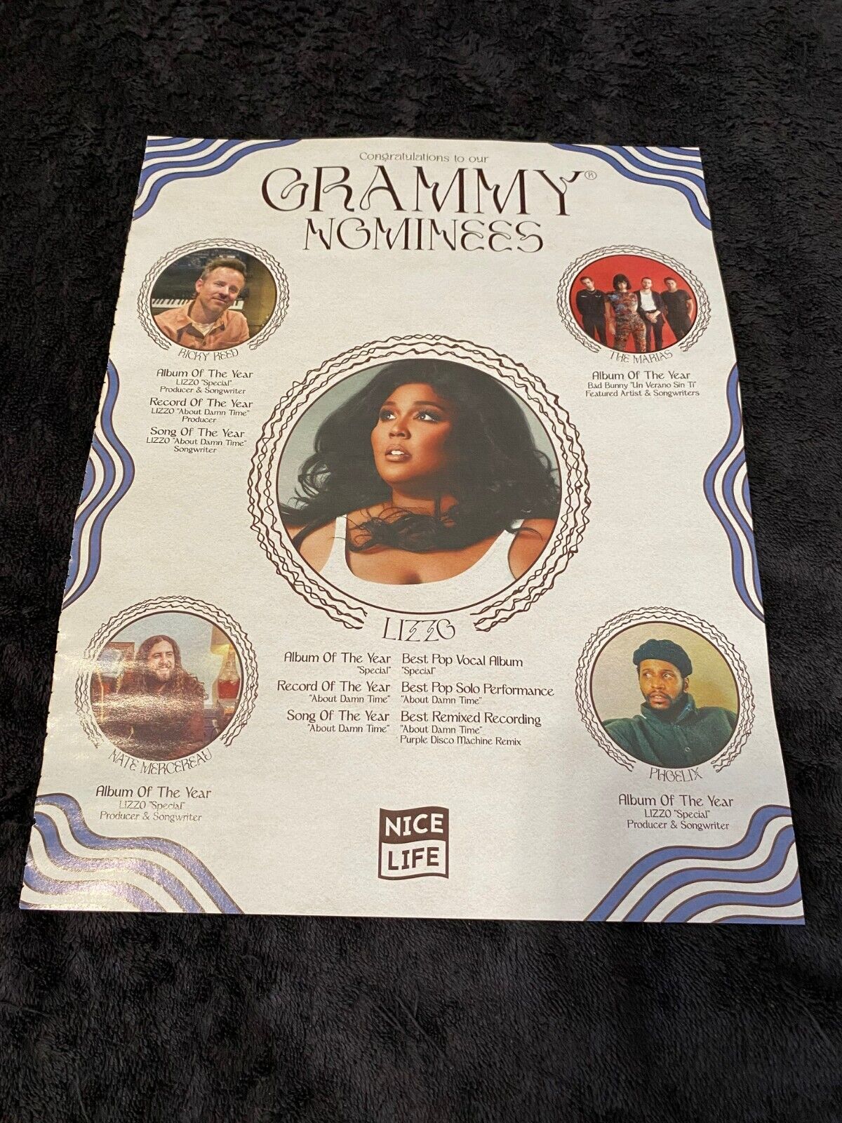LIZZO 2023 Grammy ad with Ricky Reed, Nate Mercereau, Phoelix, The Marias