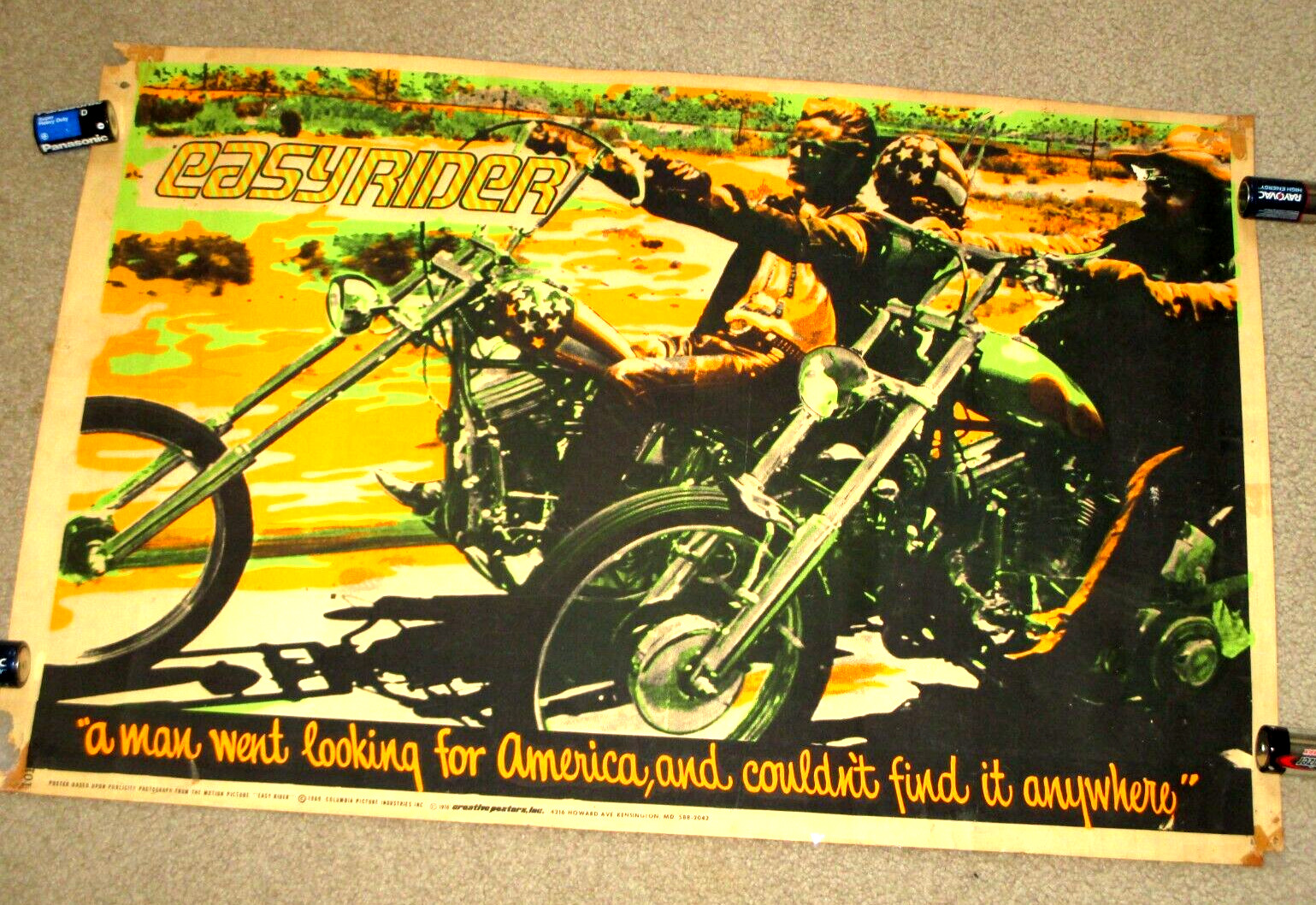 1970-EASY RIDER-ORG-MOVIE BLACKLIGHT POSTER-FONDA-HOPPER-HARLEY MOTORCYCLE-35\
