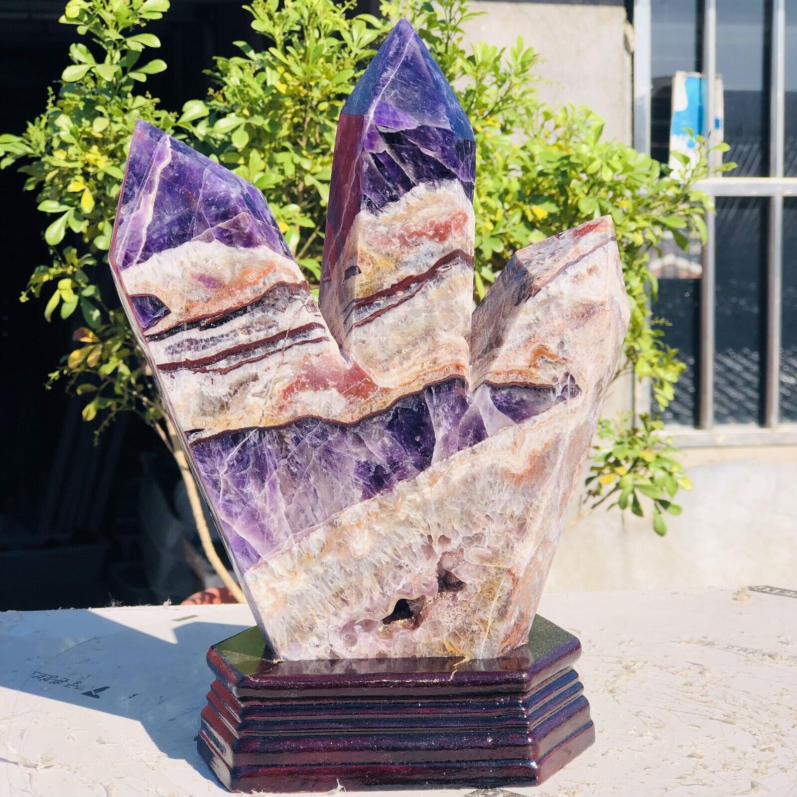 5.4lb Natural Dream Amethyst Wand Obelisk Geode Quartz Crystal Repair Healing