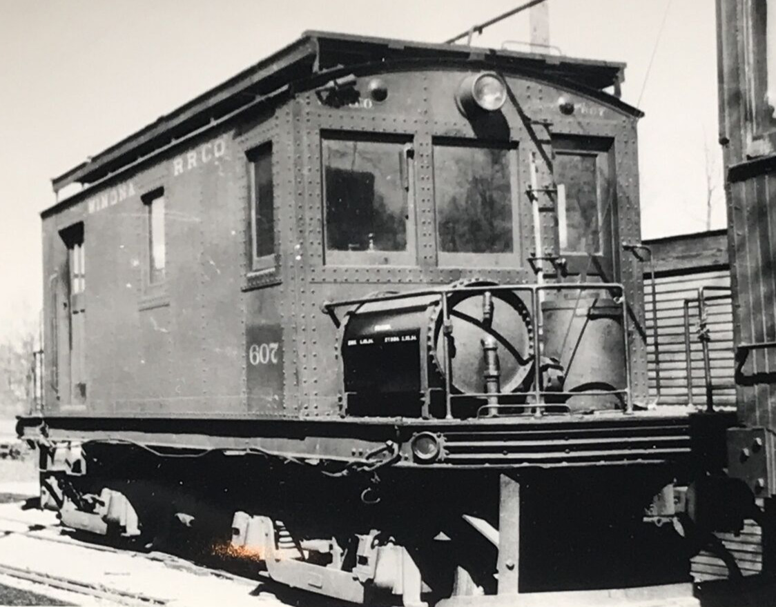Winona Railroad Warsaw IN Indiana #607 Trolley Interurban Train B&W Photograph
