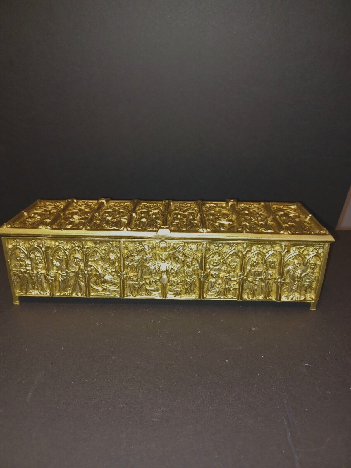 Antique Medieval Bronze Large Jewerly Box