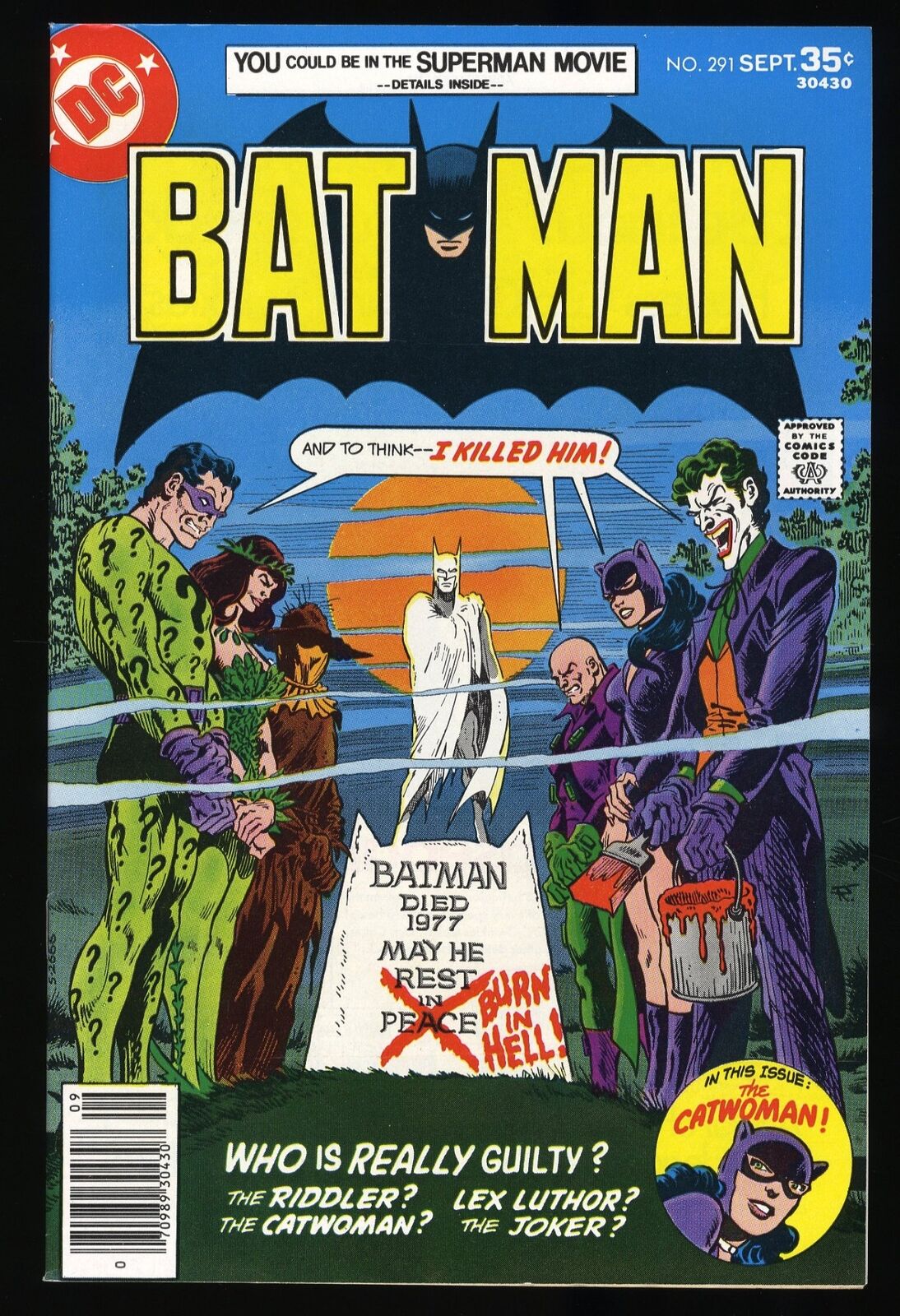 Batman #291 NM- 9.2 Cover Art Jim Aparo. Joker Riddler Catwoman DC Comics 1977