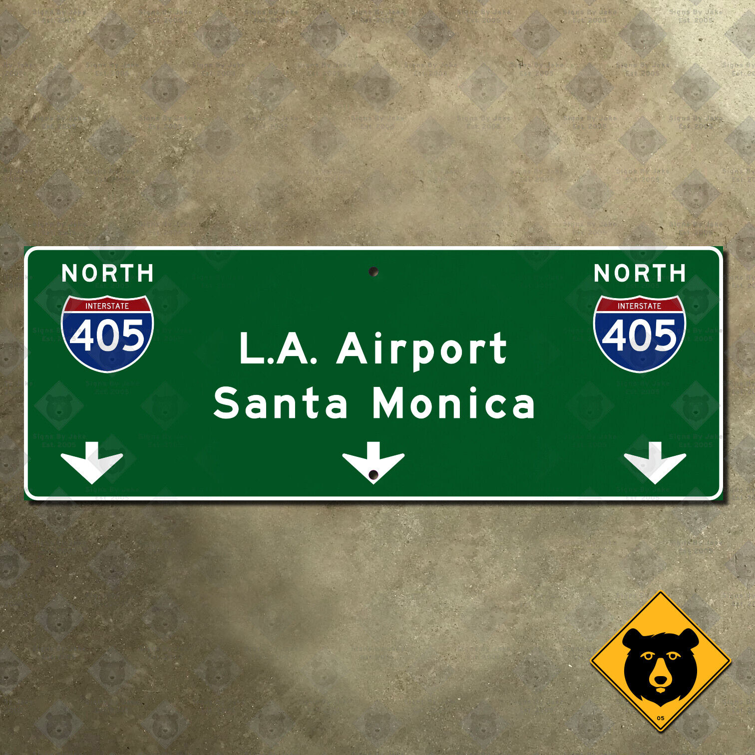 California Interstate 405 LA Airport LAX Santa Monica highway road sign 19x7