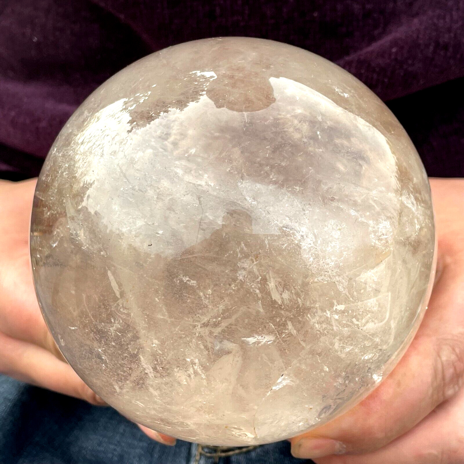 4.66LB TOP Natural smoky Quartz ball hand carved Crystal Sphere reiki Healing