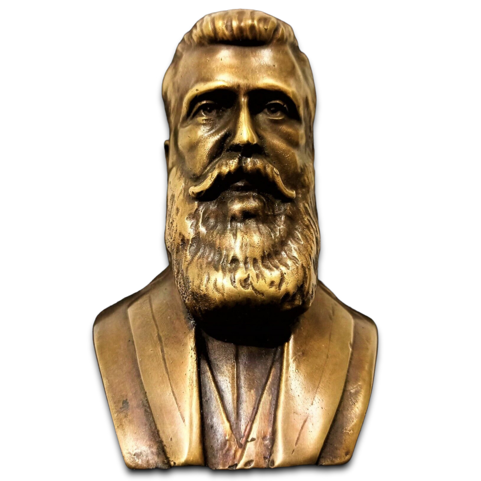 Theodor Herzl Head Sculpture Bronze Statue Figurine Israel Binyamin Ze\'ev 15cm