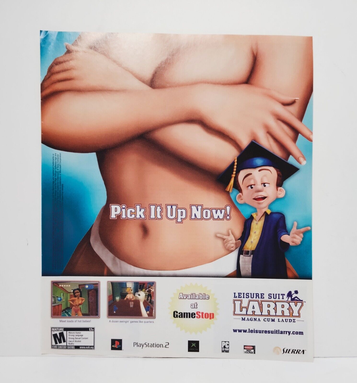 Leisure Suit Larry Magna Cum Laude Print Ad PS2 Xbox Vintage Magazine Poster 