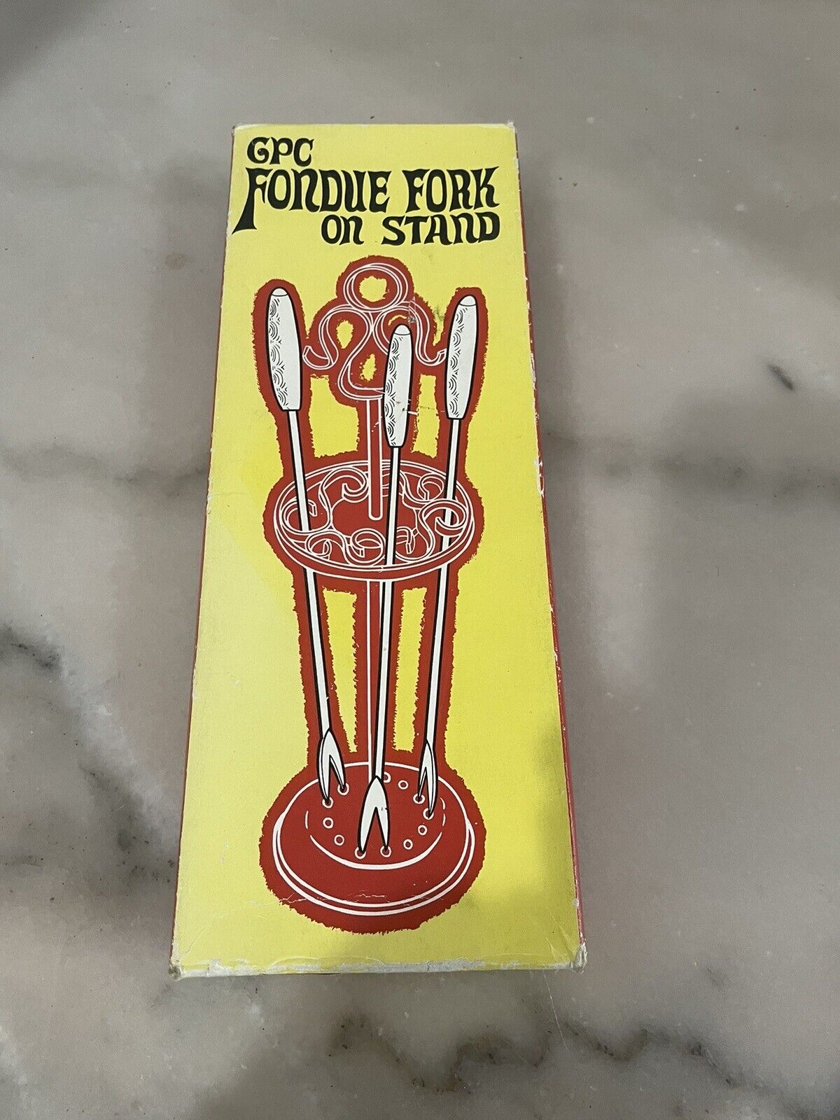 1960s Fred Roberts Fondue Fork Set with Green Stand NEW