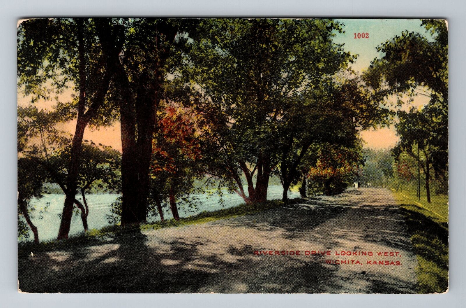 Wichita KS-Kansas, Riverside Drive Looking West, c1912 Vintage Souvenir Postcard
