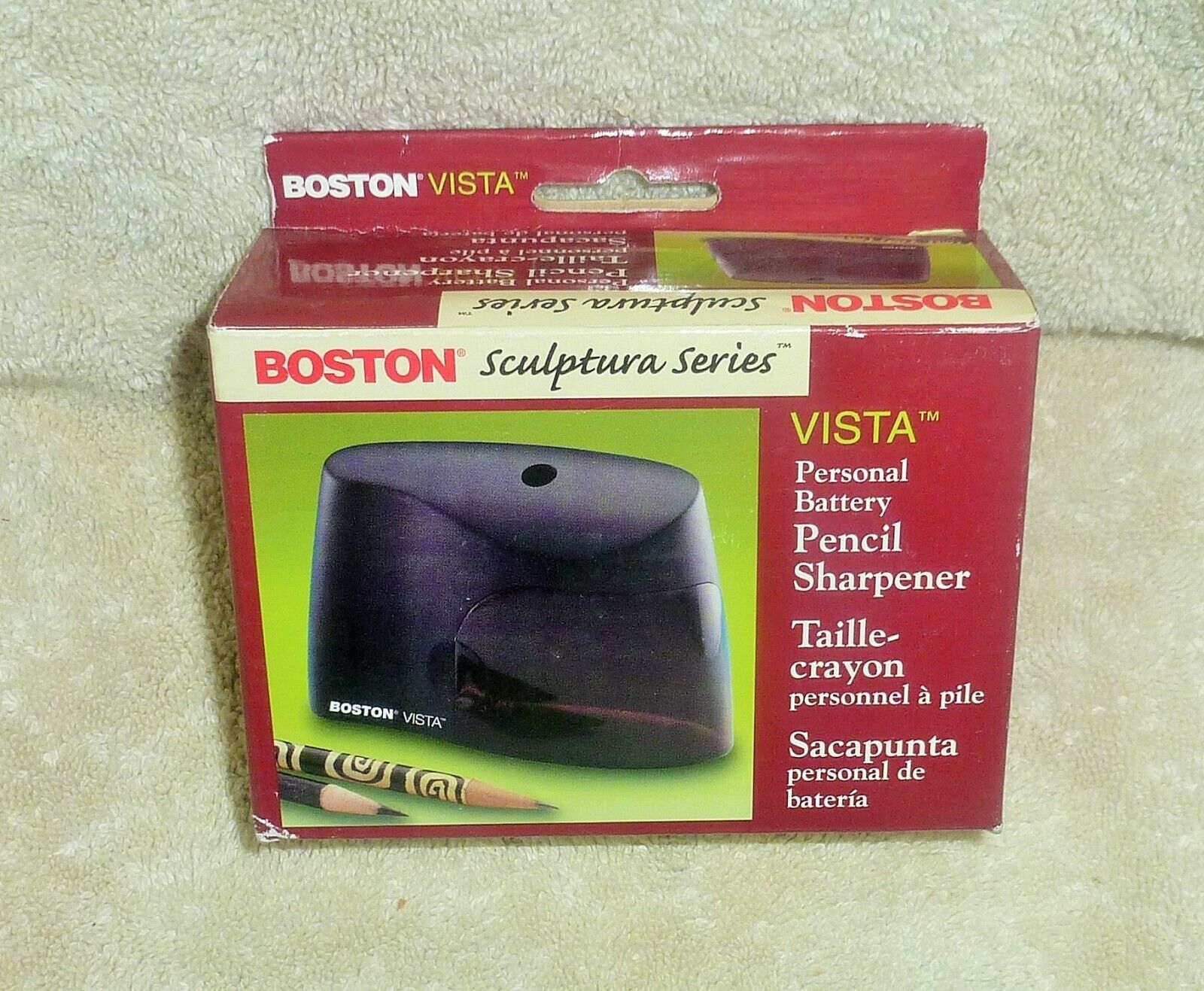 1998 BOSTON Electric Pencil Sharpener Sculptura Series Vista Battery Operated