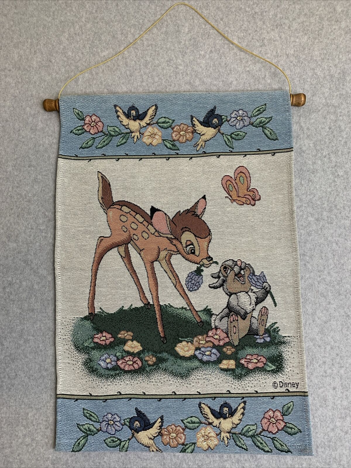 Vintage Walt Disney Bambi Thumper Tapestry  Handmade Decor Wall Hanging
