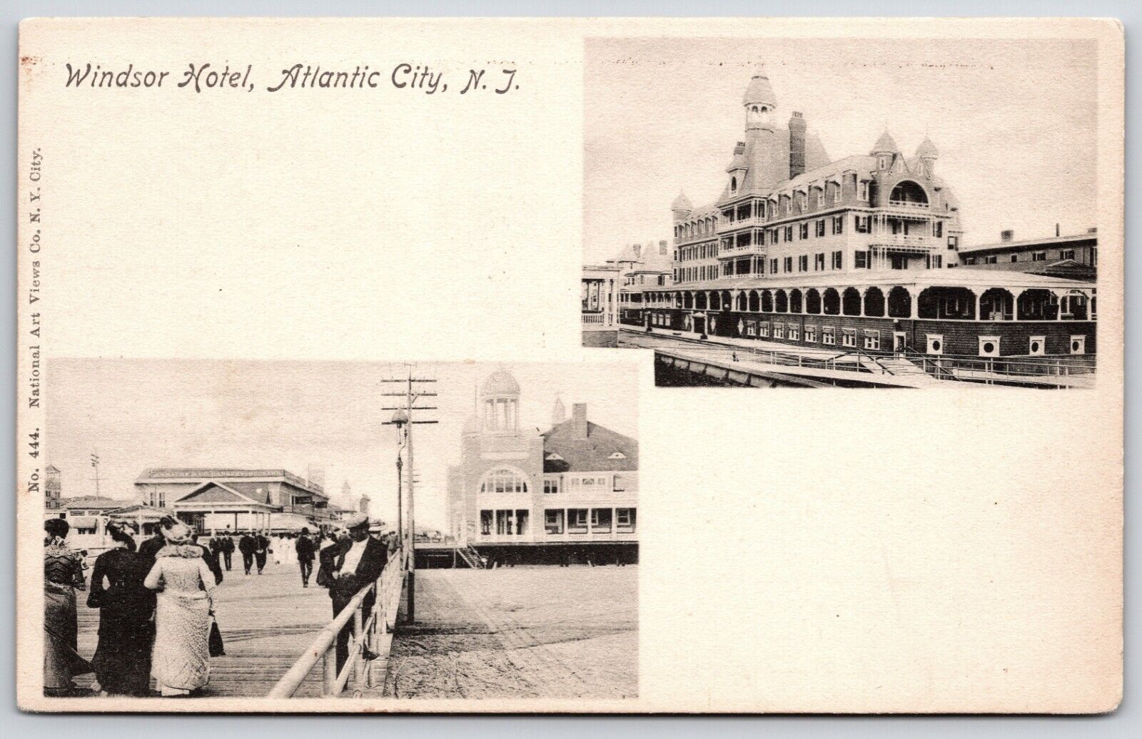 Postcard Windsor Hotel, Dual View, Atlantic City New Jersey Unposted