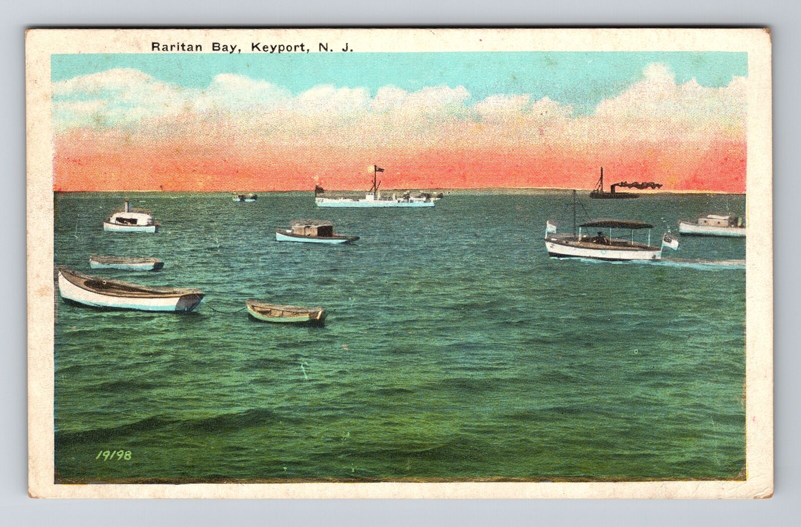 Keyport NJ-New Jersey, Raritan Bay, Boats, Vintage c1930 Postcard