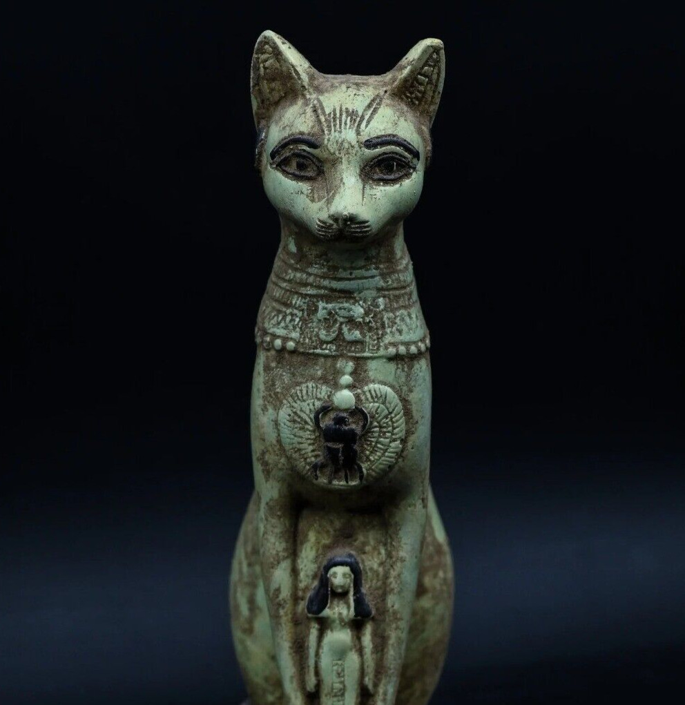 UNIQUE MASTERPIECE Of Ancient Egyptian ANTIQUES Of Goddess Bastet Statue Rare Bc