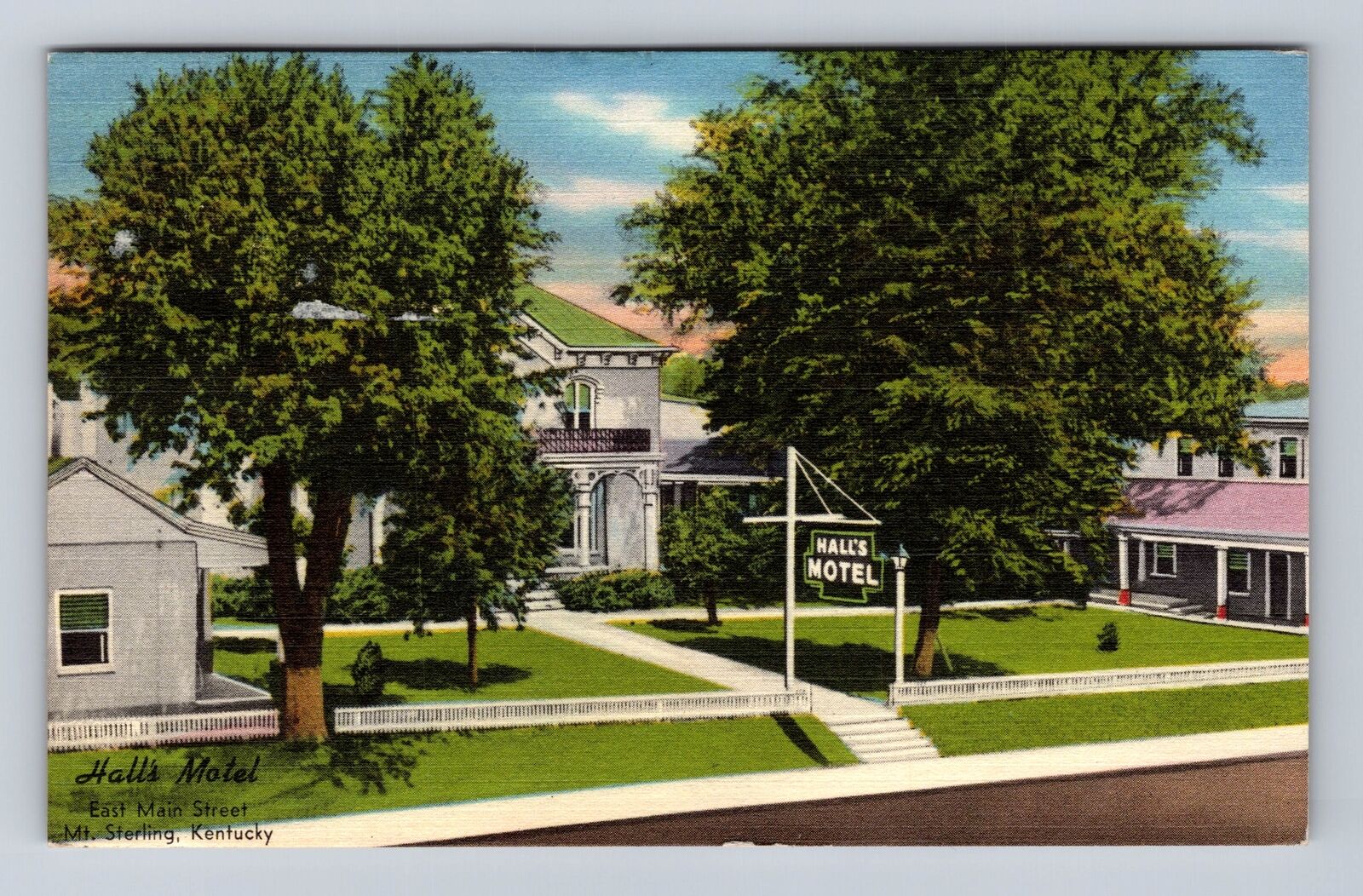 Mount Sterling KY-Kentucky, Hall\'s Motel, Advertisement, Vintage c1955 Postcard