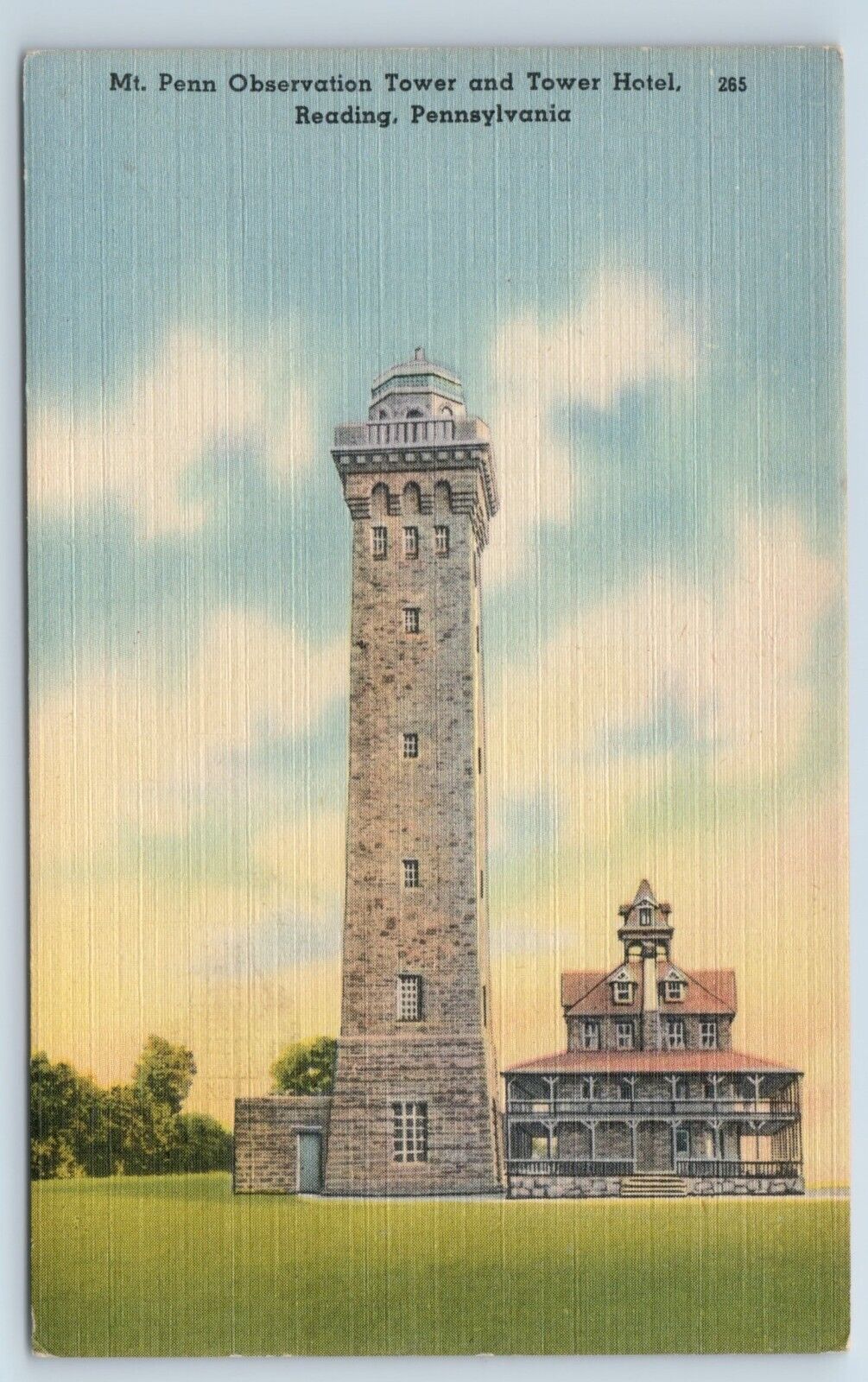 Postcard Mt. Penn Observation Tower and Tower Hotel Reading Pennsylvania