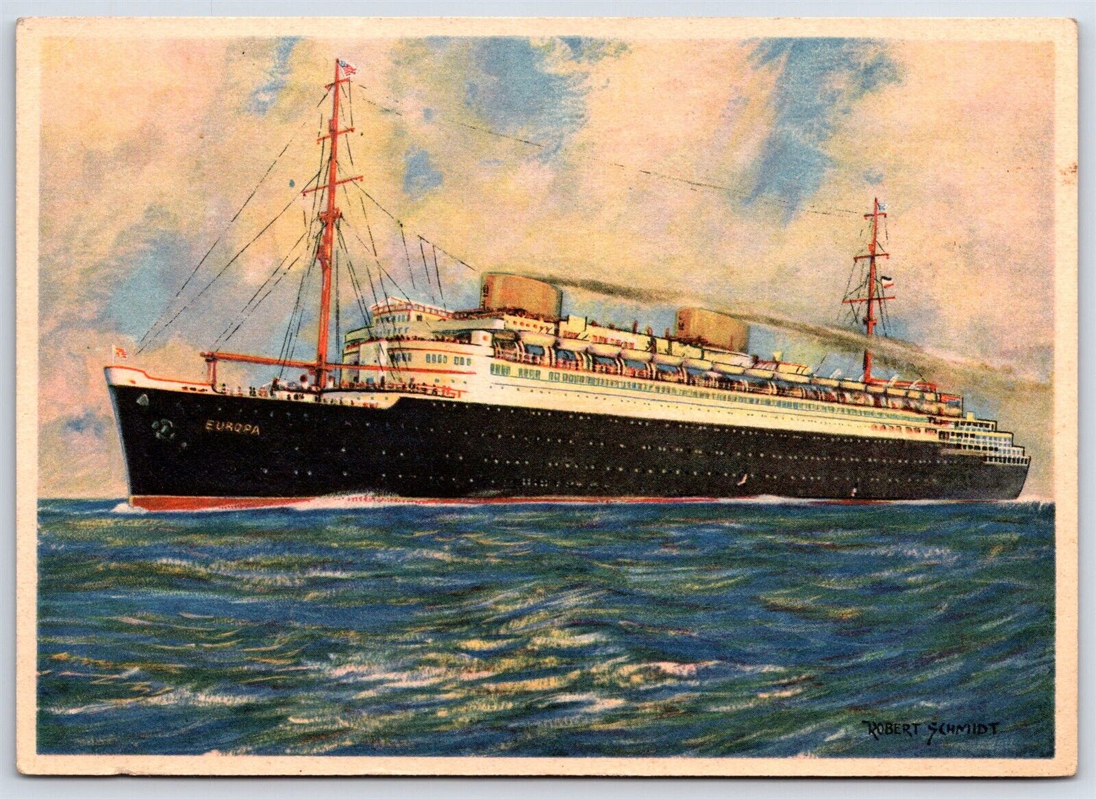 Postcard SS Europa Steamer Ship Norddeutscher Lloyd Bremen Cruise Line V23