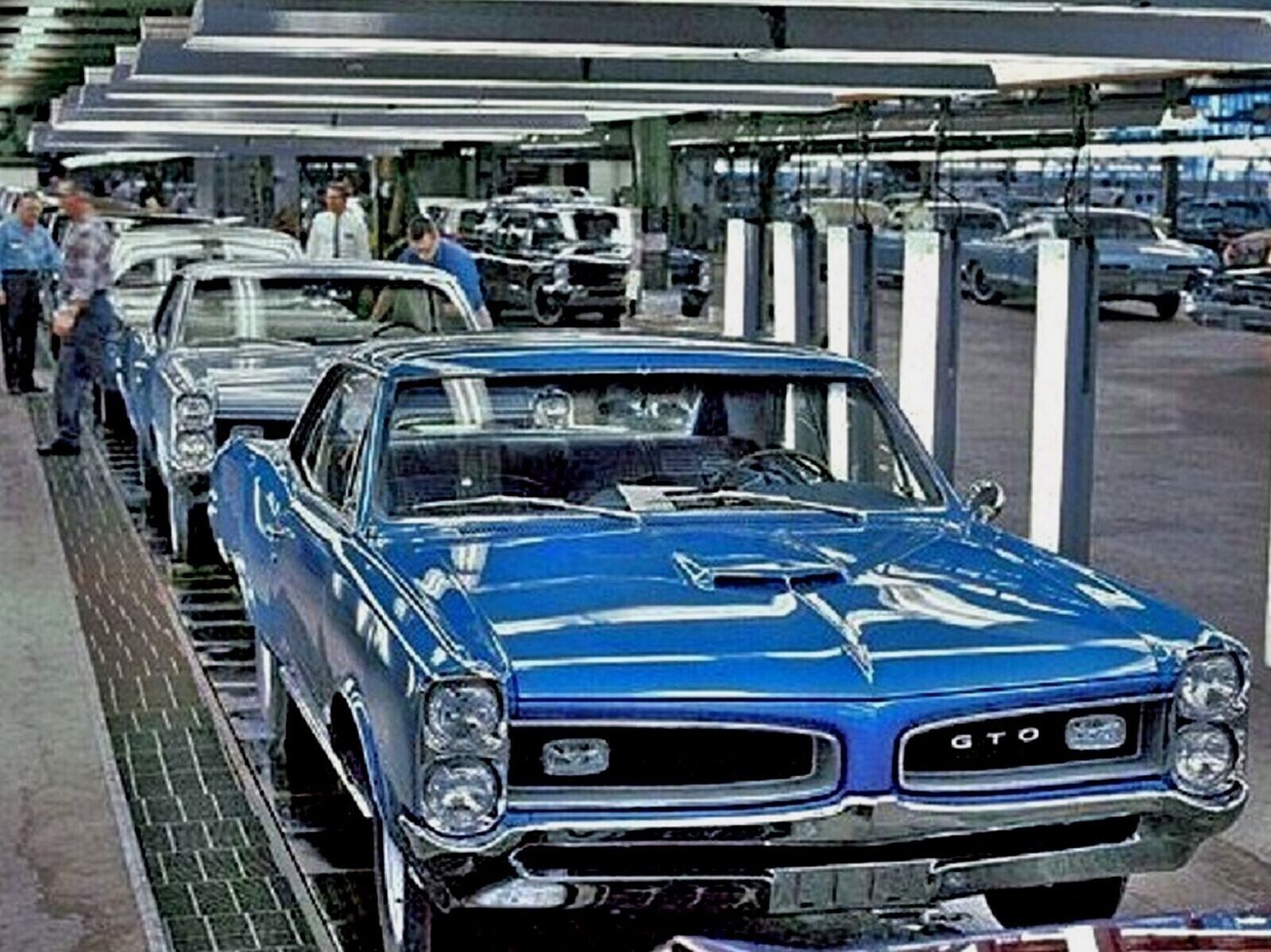 1966 PONTIAC GTO Factory ASSEMBLY LINE Classic Car Retro Poster Photo 11x17