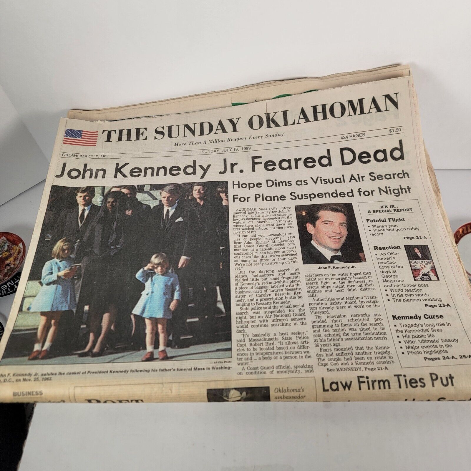 July 18 1999 John F Kennedy Jr. Death Newspaper - The Sunday Oklahoman - Rare