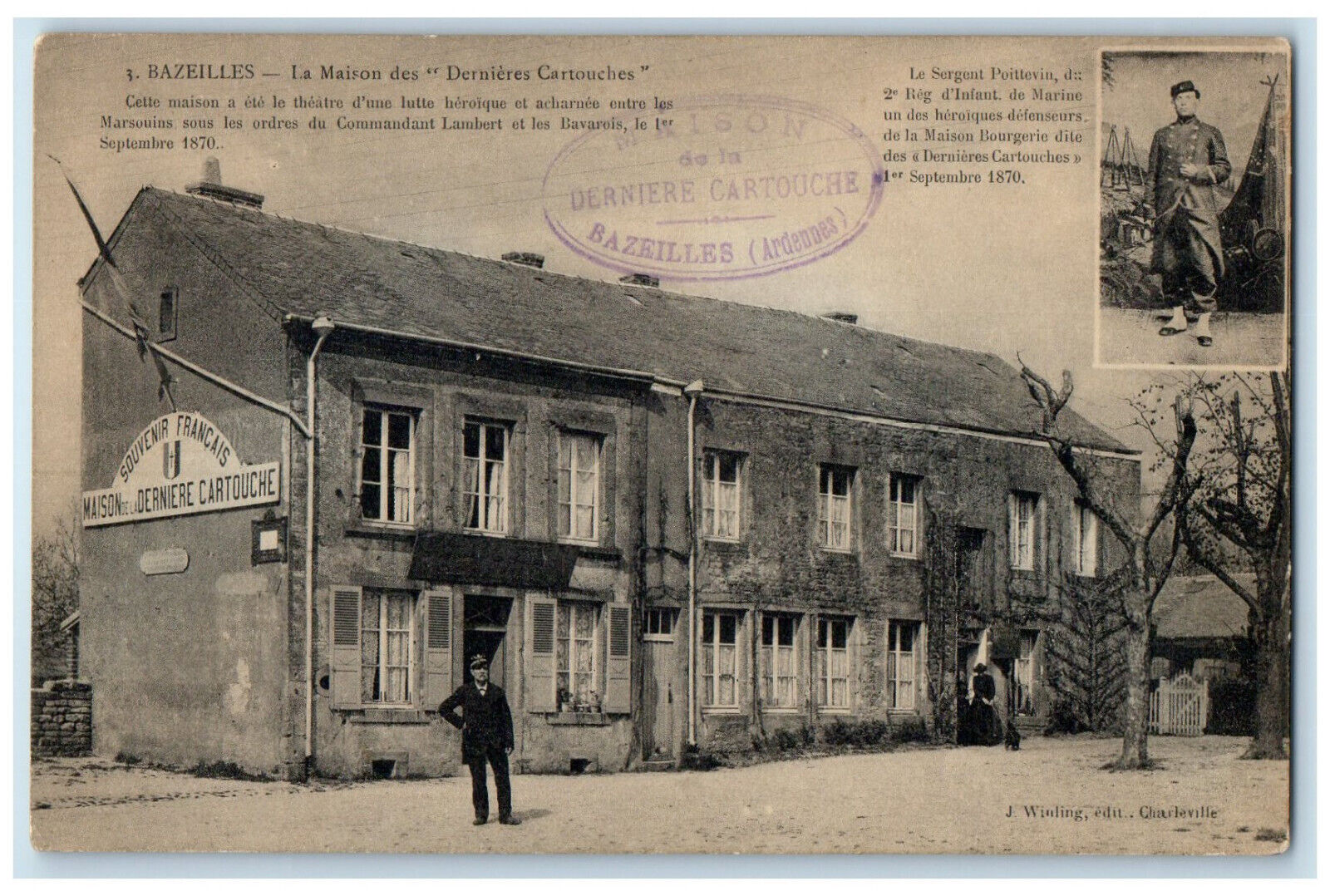1925 Site of Franco Prussian War Now Museum Bazeilles France Postcard
