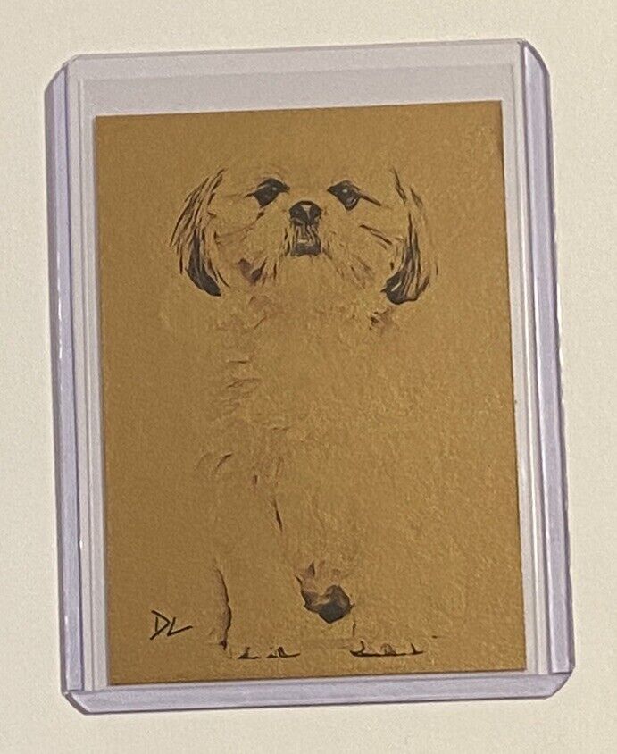 Shih Tzu Gold Plated Artist Signed “Man’s Best Friend” Trading Card 1/1