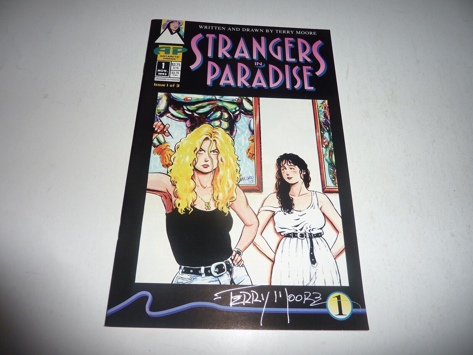 STRANGERS IN PARADISE #1 Antarctic Press 1993 3rd Print SIGNED TERRY MOORE VF+