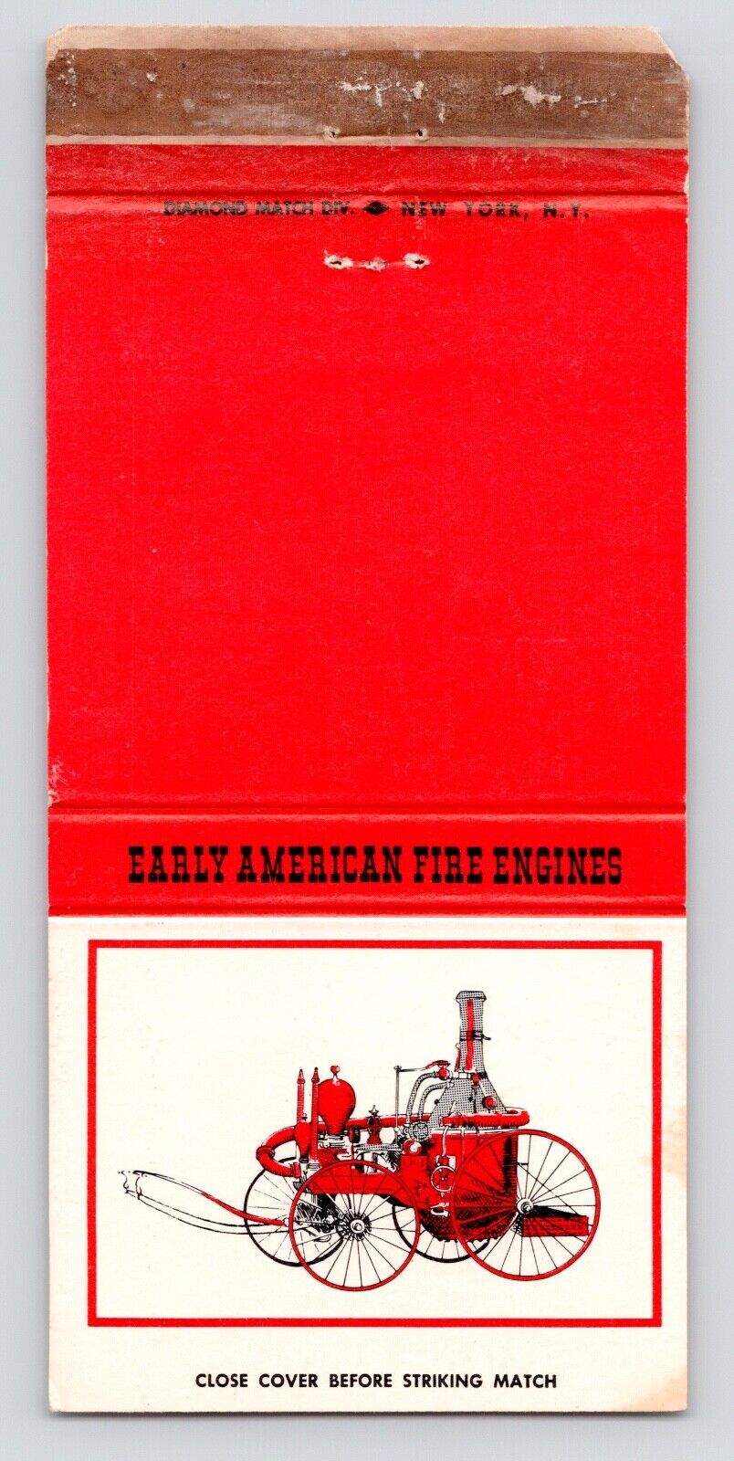 c1970s Early American Fire Engines Steam Wagon No1 Vintage Matchbook Cover