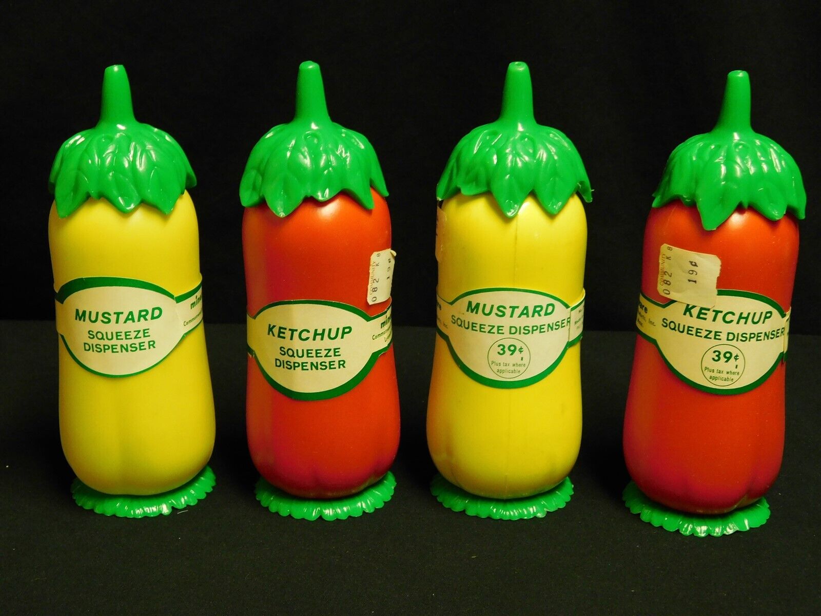2 Sets Vintage Minerware Plastic Ketchup Mustard Condiment Squeeze Tomato NOS