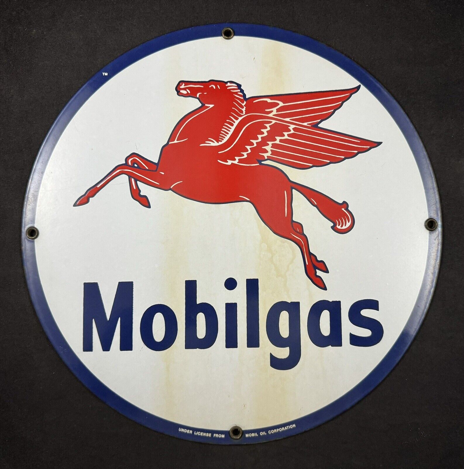 Vintage Mobilgas Mobil Oil Pegasus Porcelain Metal Gas Station Sign