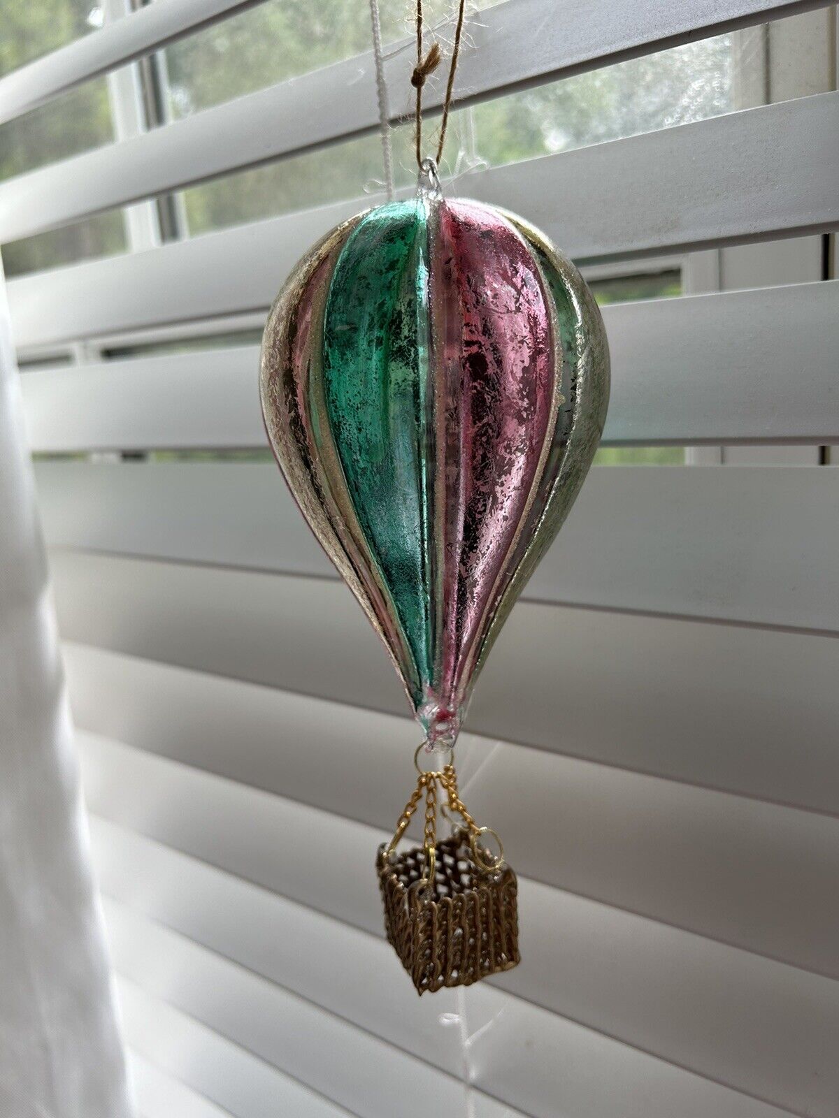 Anthropologie Glass Hot Air Balloon Christmas Ornament 
