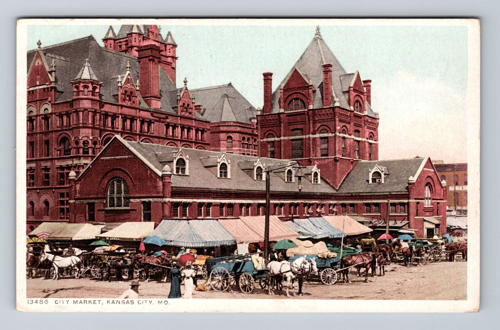Kansas City MO-Missouri, City Market, Antique, Souvenir, Vintage Postcard