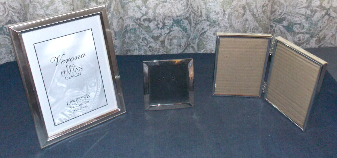 3 Older Silver Metal Picture Frames & 1 Double/1 unused3.5 x 5\