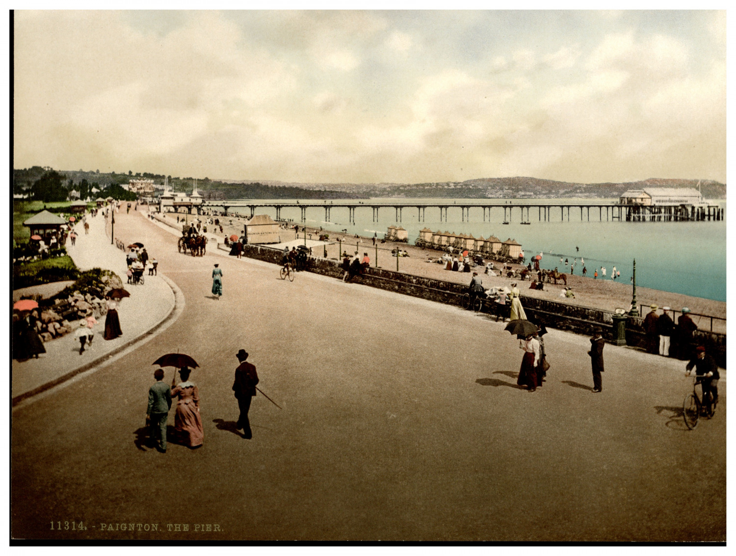 England. Paignton. The Pier. Vintage photochrome by P.Z, photochrome Zurich p
