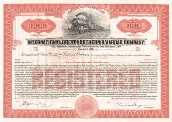 International - Great Northern Railroad - Bond - Railroad Bonds