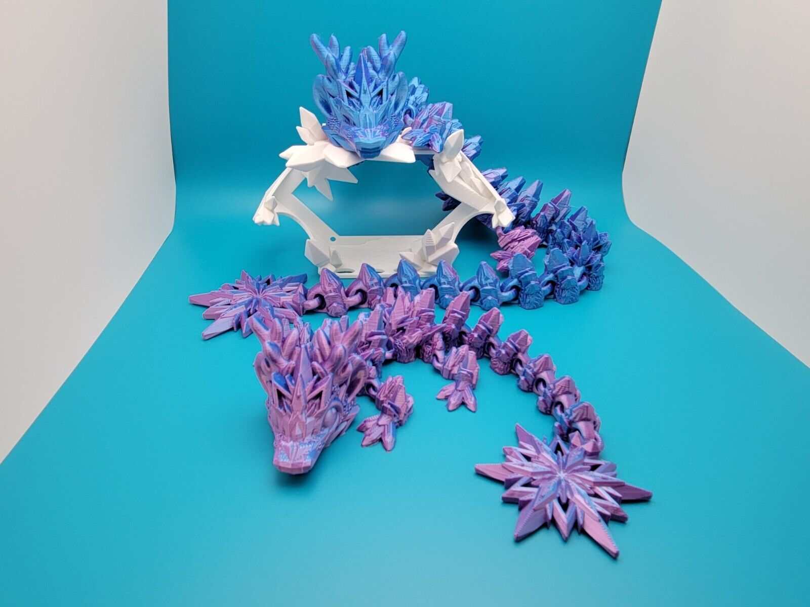 Winter Frost Flexi Dragon - 3D Printed Articulating Fidget Toy