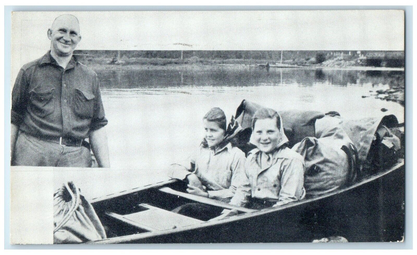 1944 Camp Kiwadinipi Exterior River Boat Ely Minnesota Vintage Antique Postcard