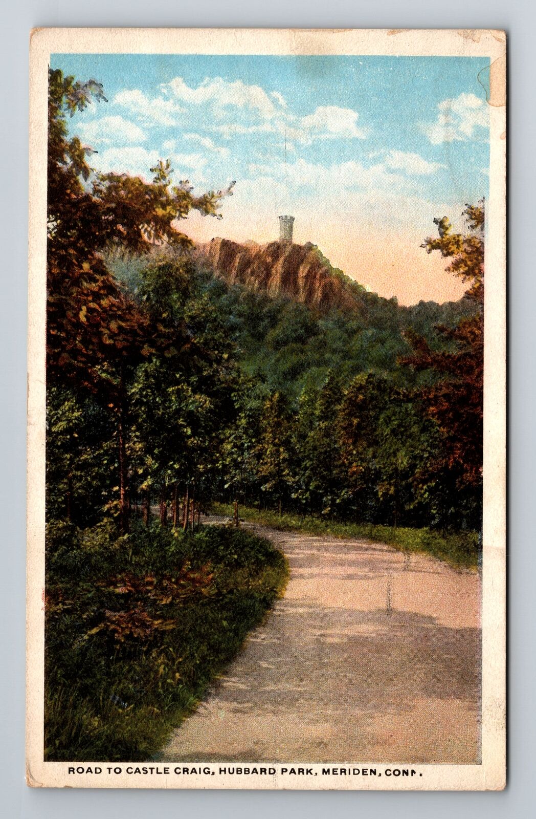 Meriden CT-Connecticut, Road Castle Craig, Hubbard Park, Vintage c1910 Postcard